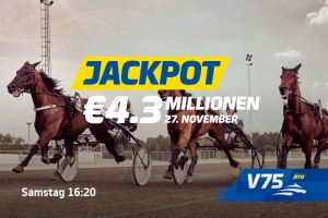 V75®-Jackpot (1,8 Mio. €) in Solvalla powered by trotto.de und „Jörns swedish racing world“